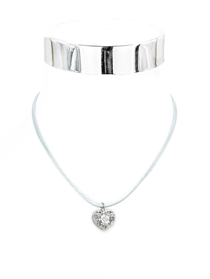 Collier Rosenherz Satinkordel 40 cm