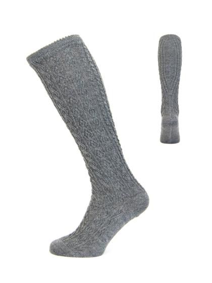 Kniestrumpf handstrickop grau