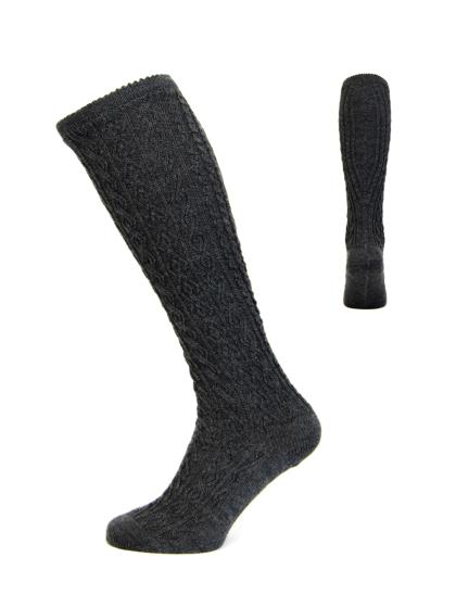 Kniestrumpf handstricko anthra