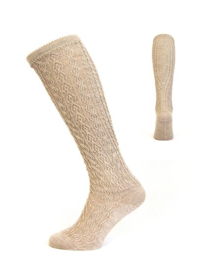 Kniestrumpf handstrickop natur