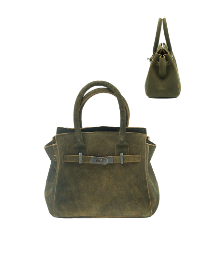 Wildbockleder-Tasche Schnalle 23 x 21 cm