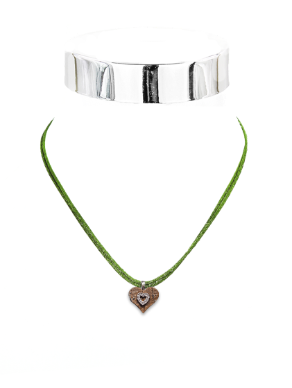 Collier Holzherz Seidenkor.
