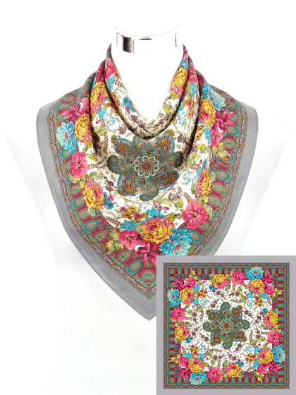 Tuch Paisleyrosen 100 x 100 cm