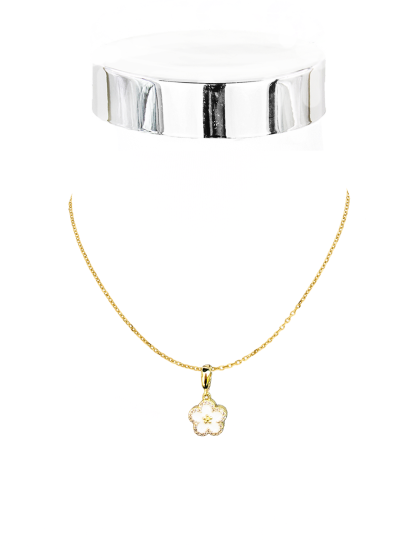 Collier Emaille Blümchen Kette 40 cm