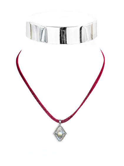 Collier Raute m.Perle Seidenkd 42 cm