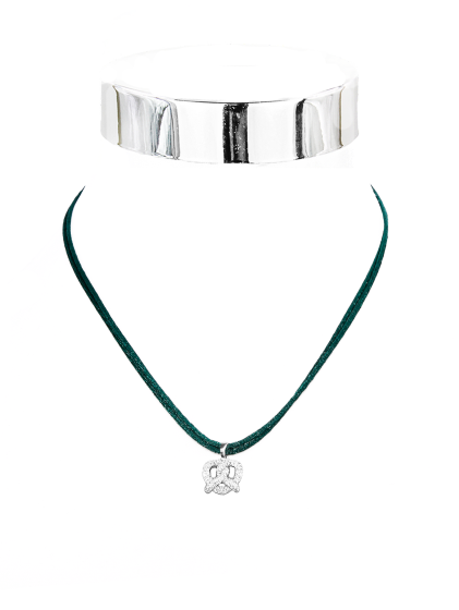 Collier Glitzerbrezel Seidenko 40 cm