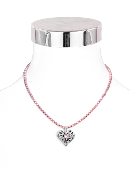 Collier Herz/Stein Perlenkette 40 cm