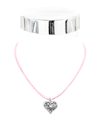Collier Herz/Stein Seidenkord. 40 cm