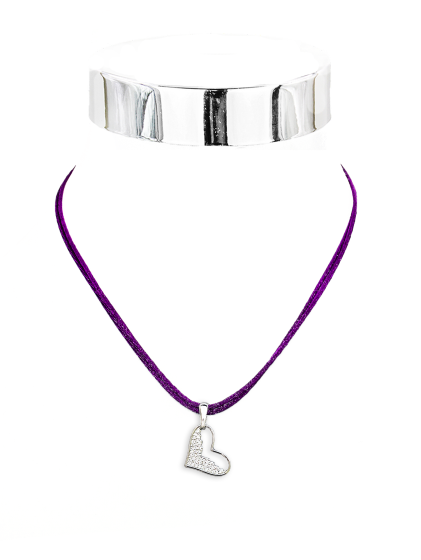 Collier Herz Zirkonia Satinkd. 40 cm