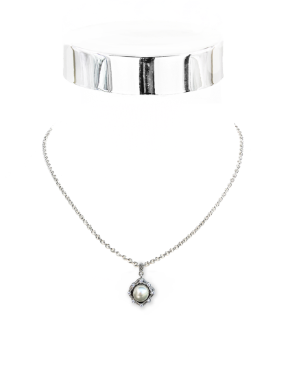 Collier Halbperle Kette 42 cm