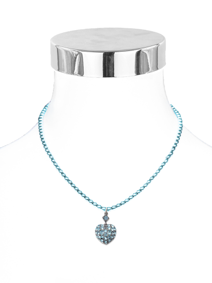 Collier Herz/Steinen Perlenk. 42 cm