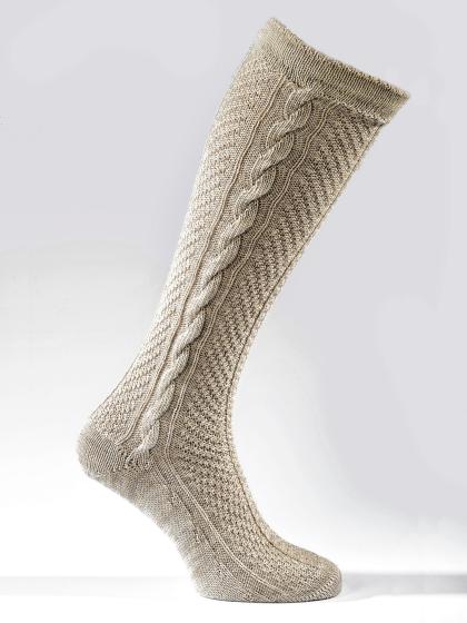 Kniestrumpf mit Zopf beige