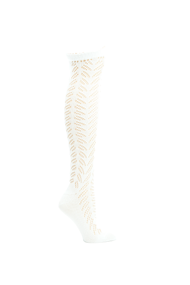 Kniestrumpf Ajour weiß