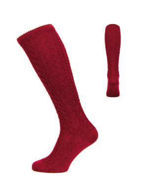 Kniestrumpf handstrickop bordo