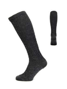Kniestrumpf handstricko anthra