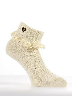 Socke Spitze+Herz beige