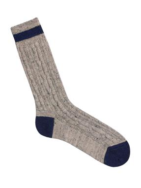Socke Kontrast nuss-melé/blau