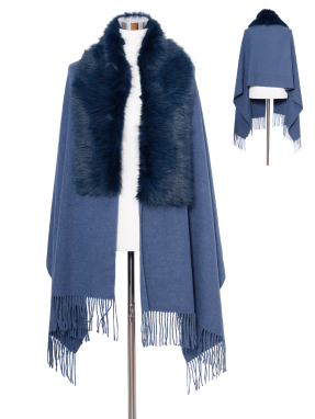 Poncho mit unechtem Fell