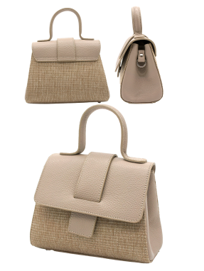 Tasche geprägtes Leder/Leinen
