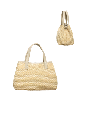 Basttasche mit Lederriemen