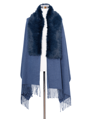 Poncho mit unechtem Fell