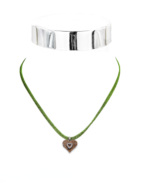 Collier Holzherz Seidenkor.