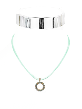 Collier Ring m.Steinen Seidek. 40 cm