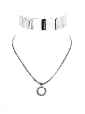Collier Ring m.SteinenSeidenk. 40 cm
