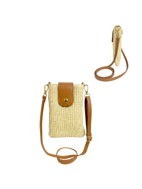 Handytasche Leder/Bast 11 x 17 cm