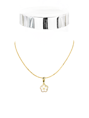 Collier Emaille Blümchen Kette 40 cm
