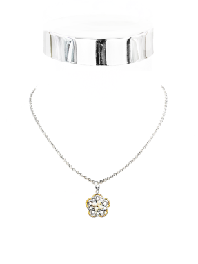 Collier Blume/MandalaKette sil 40 cm