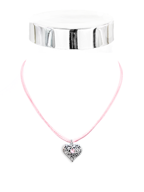 Collier Herz/Stein Seidenkord. 40 cm