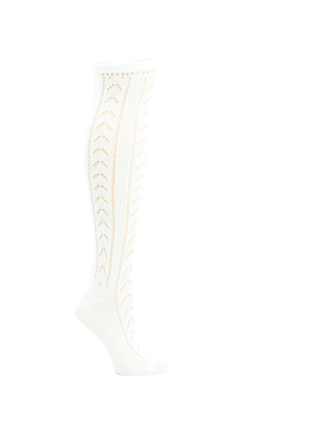 Kniestrumpf Ajour weiß